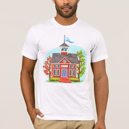 学校建物メンズTシャツ Tシャツ (正面)