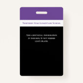 学校従業員パープルスタッフフォトId先生 バッジ (裏面)