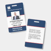 学校従業員フォトバーコード名カスタム バッジ (表裏)