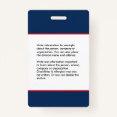 学校従業員フォトバーコード名カスタム バッジ (裏面)