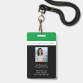 学校従業員緑のスタッフ写真ID先生バッジ バッジ (正面（ネックストラップ付）)