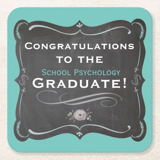 学校心理学卒業コースター スクエアペーパーコースター (正面)