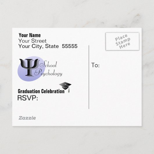 学校心理学卒業発表はがき インビテーションポストカード (裏面)