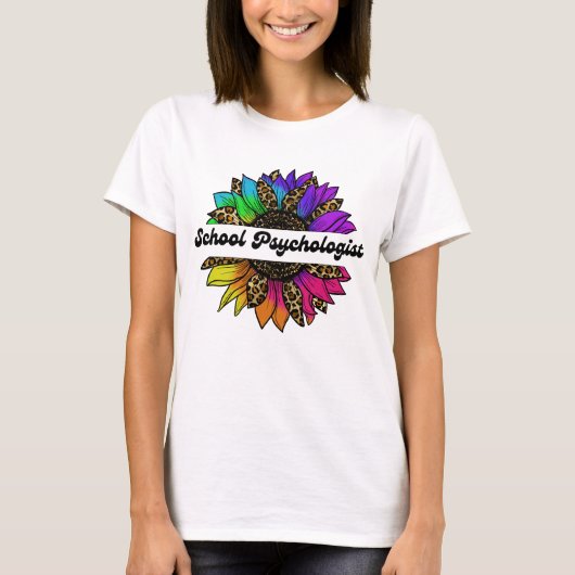学校心理学者の職業レインボーヒマワリ Tシャツ (正面)