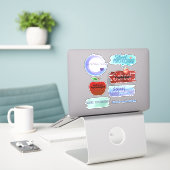 学校心理学者の輪郭ステッカーコレクション シール (デスク上のノートパソコン)