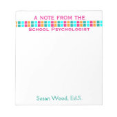 学校心理学者モザイクカラフルメモ帳 ノートパッド (正面)