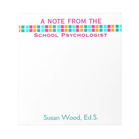 学校心理学者モザイクカラフルメモ帳 ノートパッド (正面)