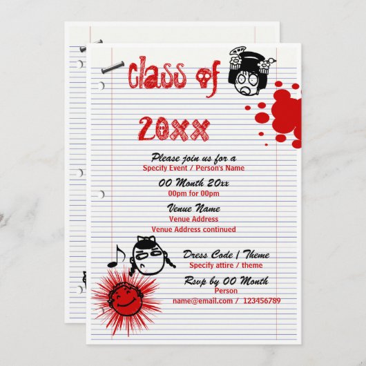 学校懇親会のクラスは個人化なります 招待状 (正面/裏面)