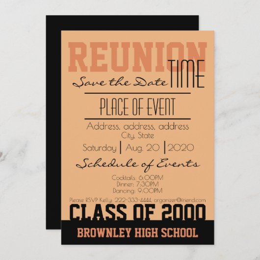 学校懇親会デザイン セーブザデート (正面/裏面)