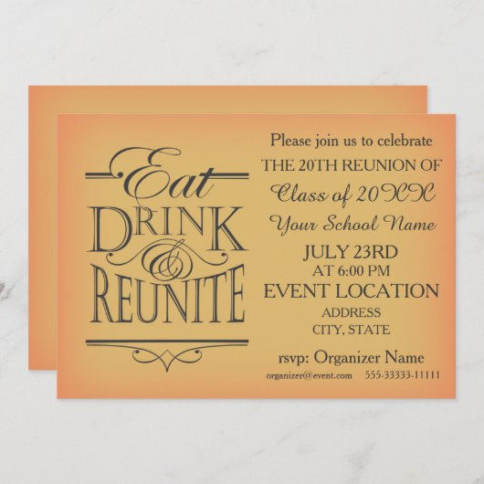 学校懇親会招待状デザイン 招待状 (正面/裏面)