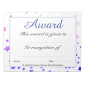 学校成績表彰の離脱紙 ノートパッド (正面)