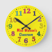 学校教室クラス先生 ラウンド壁時計 (正面)