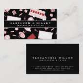 学校教師のパターン |白黒とピンク 名刺 (正面/裏面)