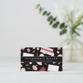 学校教師のパターン |白黒とピンク 名刺 (スタンド正面)