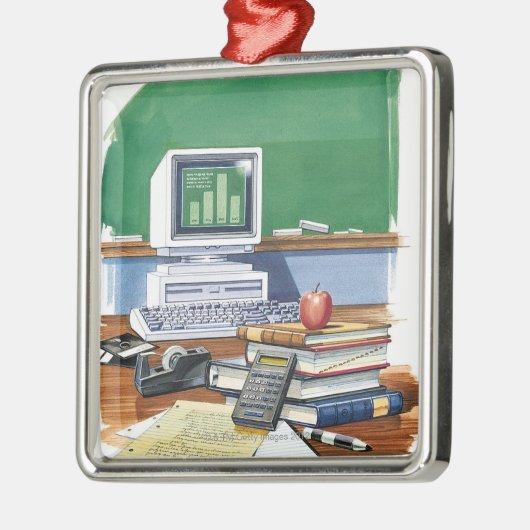 学校教師の机色の項目 メタルオーナメント (左)