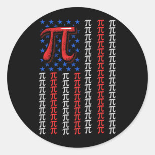 学校数学先生アメリカ国旗Pi日Independed ラウンドシール