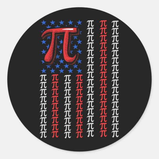 学校数学先生アメリカ国旗Pi日Independed ラウンドシール (正面)