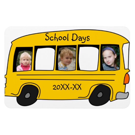 学校日イエロースクールバスの写真 マグネット (横)