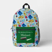 学校日パターン プリントバックパック (正面)