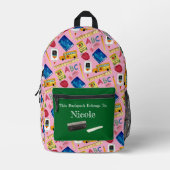 学校日パターン プリントバックパック (正面)