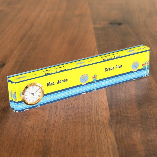 学校日先生名と成績表名 デスクネームプレート (側面)