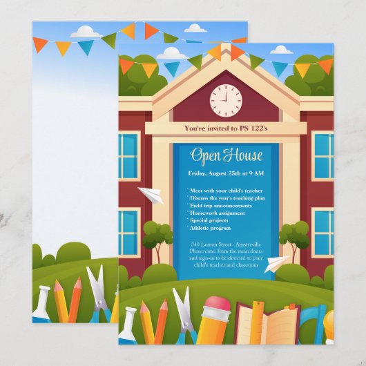 学校日招待状 招待状 (正面/裏面)