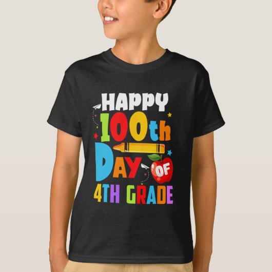 学校日100先生4年生100日目 Tシャツ (正面)