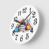 学校日 ラウンド壁時計 (傾斜)