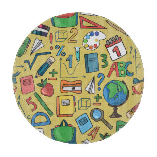 学校日:ヴィンテージ供給パターン カッティングボード