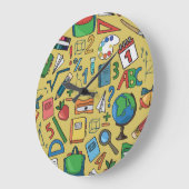 学校日:ヴィンテージ供給パターン ラージ壁時計 (傾斜)