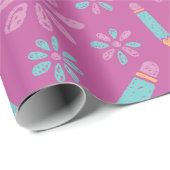 学校日：花鉛筆シームレスラッピング紙 ラッピングペーパー (ロールコーナー)
