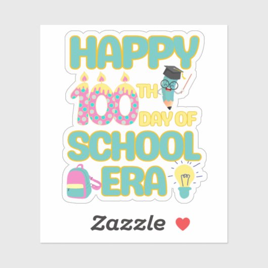 学校時代の新学期100日目おめでとうおもしろい シール (シート)