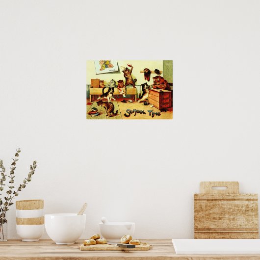 学校時代の猫たちルイワーイン ポスター (キッチン)