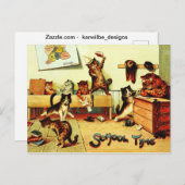 学校時代の猫たちルイワーイン ポストカード (正面/裏面)