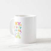 学校時代の私の最後の日に子供たちグルーヴ先生 コーヒーマグカップ (正面左)