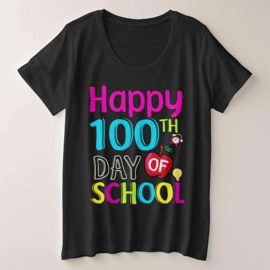 学校時代の100日目 プラスサイズTシャツ (デザイン正面)
