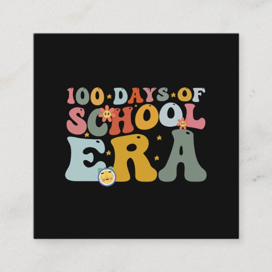 学校時代の100日Groovy先生子供 スクエア名刺 (正面)