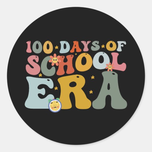 学校時代の100日Groovy先生子供 ラウンドシール (正面)
