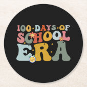 学校時代の100日Groovy先生子供 ラウンドペーパーコースター (正面)