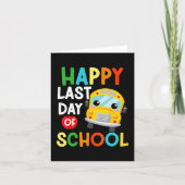 学校最後のバスの運転手と先生と生徒と子供 カード (正面)