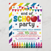 学校最後のパーティーのお誘い、サマー卒業式 招待状 (正面/裏面)