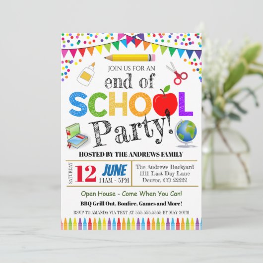 学校最後のパーティーの招待状 招待状 (スタンド正面)