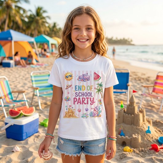 学校最後のパーティー ストライプTシャツ Tシャツ