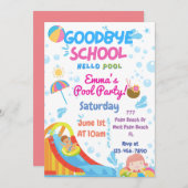 学校最後のプールパーティーへの招待 招待状 (正面/裏面)