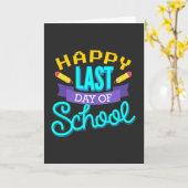 学校最後の夏休みおめでとう学生 カード (黄色い花)