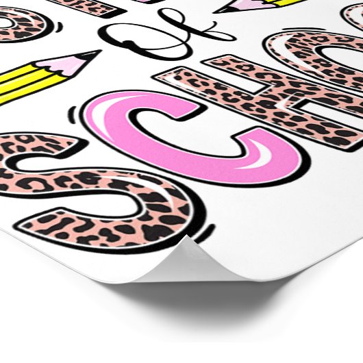 学校最後の日レオパード先生生卒業生 ポスター (角)