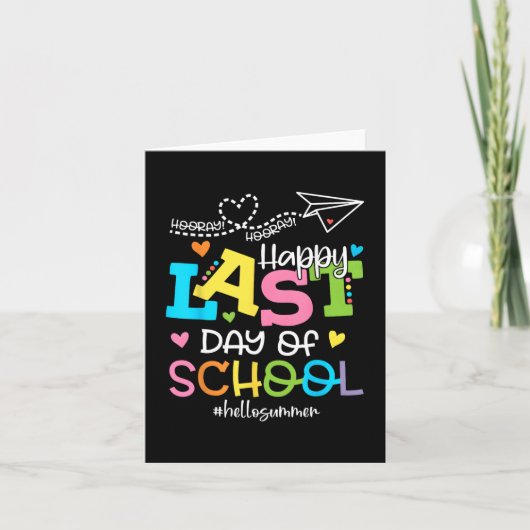 学校最後の日 こんにちは夏の学生と先生 カード (正面)