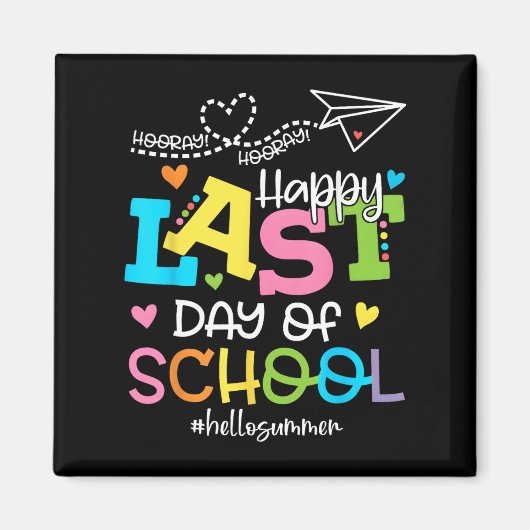 学校最後の日 こんにちは夏の学生と先生 マグネット (正面)