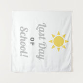 学校最後の日 グレー 黄色 太陽 タペストリー (正面(横))