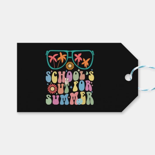 学校最後の日  サマーバケーションだ Groovy 学校が夏休みになった ギフトタグ (正面(横))